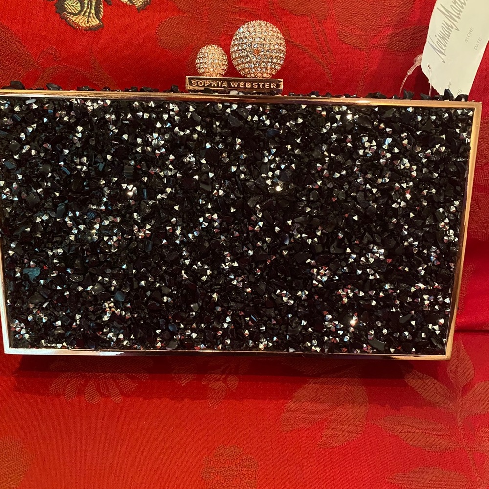 Sophia Webster Black Crystal Clutch Bag